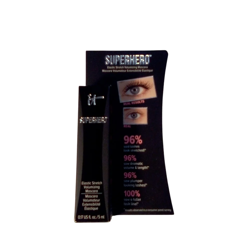 it Cosmetics SUPERHERO Elastic Stretch Volumizing Mascara Super Black Travel Sz